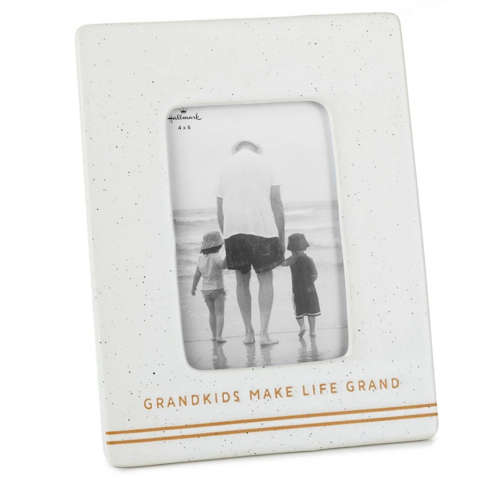 Hallmark White Photo Frame w/ Gold Accents Ceramic Grandkids Make Life Grand New